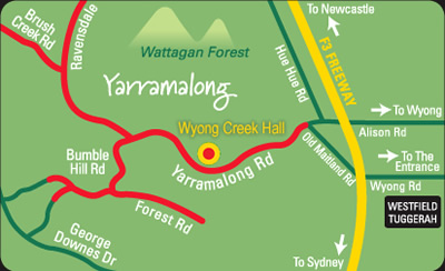 Wyong Creek Hall location map.